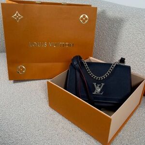 Authentic Pre-Owned Louis Vuitton Navy Calfskin LockMe II Chain Bag BB